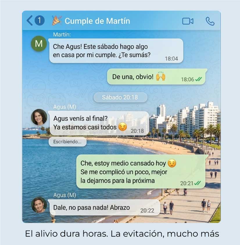 El alivio dura horas. La evitación, mucho más.
